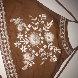<< SOLD >> Embroidered  tie halter - lined